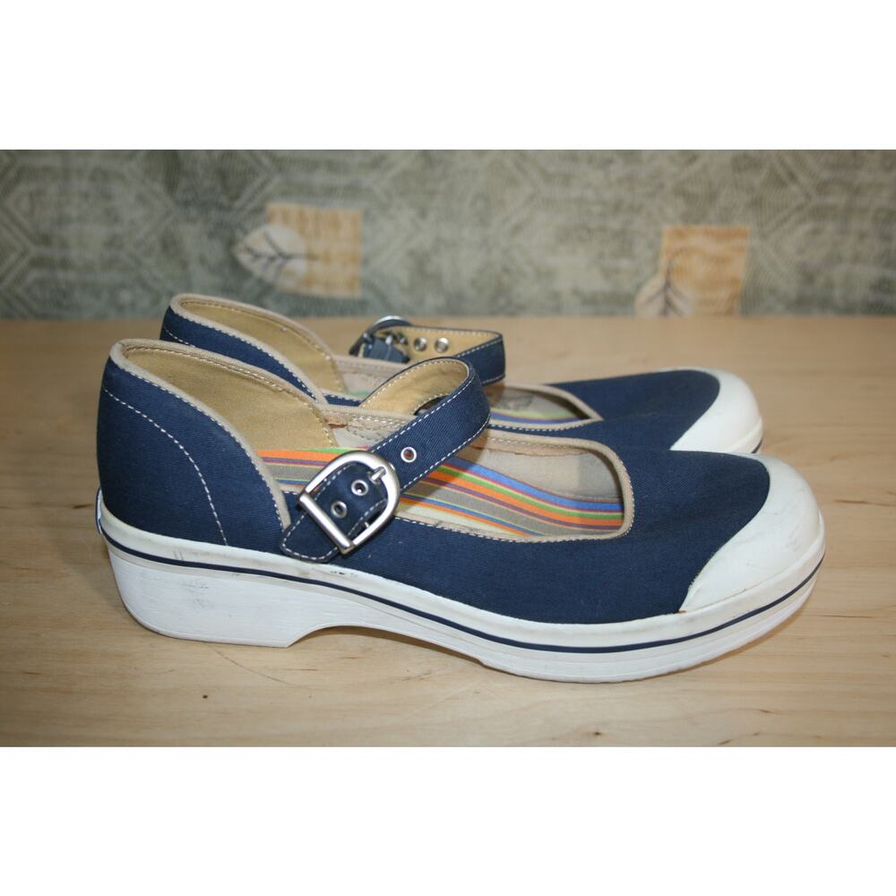 Dansko Vegan Blue Canvas Mary Jane Clogs 40 / 9.5 - 10